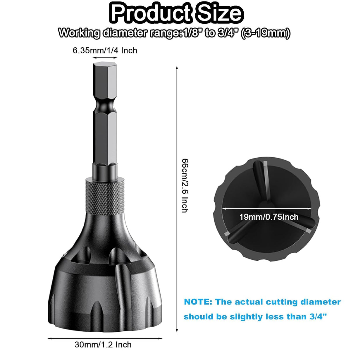 Deburring External Chamfer Tool Tungsten Carbide, 1/4" Hex Shank 1/8"-3/4"
