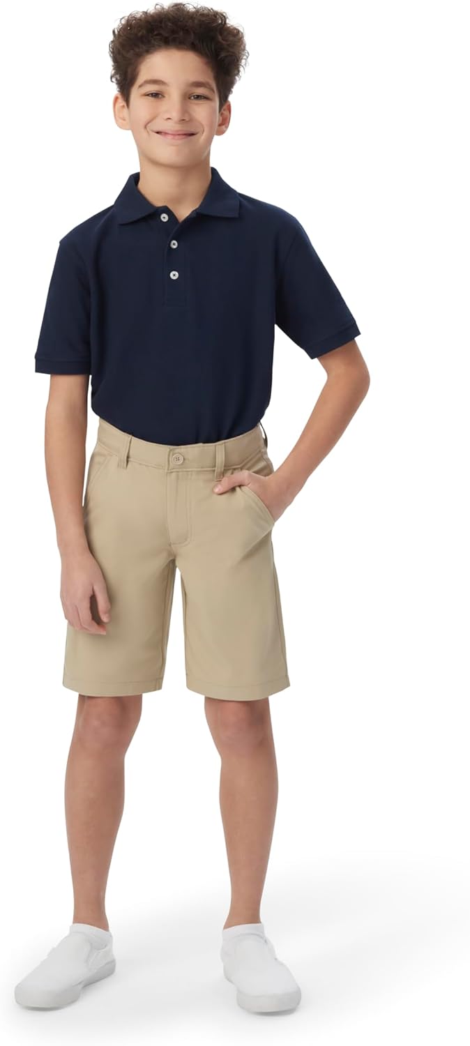 Boys' Flat Front Microfiber Performance Stretch Short
