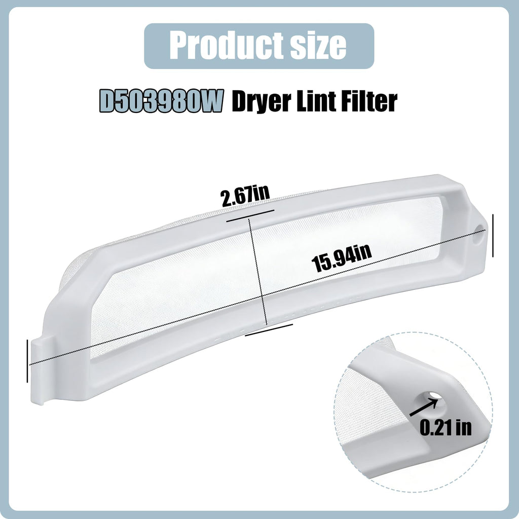 2 Pack D503980W Dryer Lint Filter Replacement, Dryer Lint Screen Compatible with Speed Queen,Washer LTEE/STEB Underwash Upper Dryer Filter Replace,TU21443,AP6329015,503980
