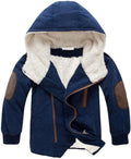 Boys Winter Hooded Down Coat Jacket Thick Wool Inside Kids Warm Faux Fur Outerwear Coat