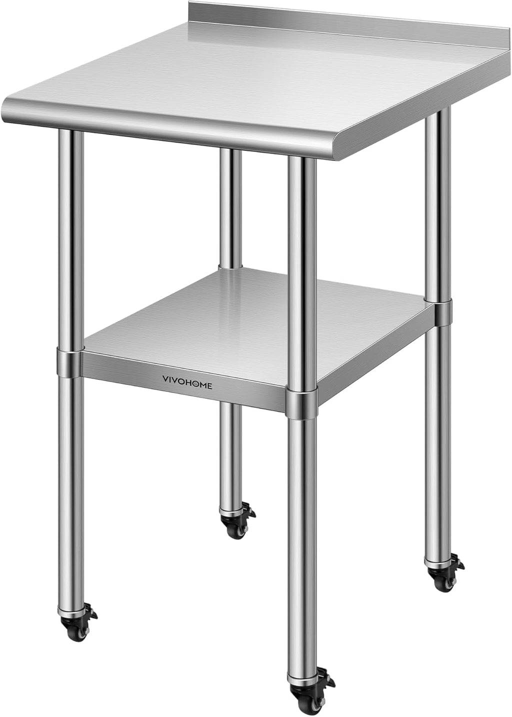 24 x 18 Inch Stainless Steel Work Table with Backsplash and Wheels