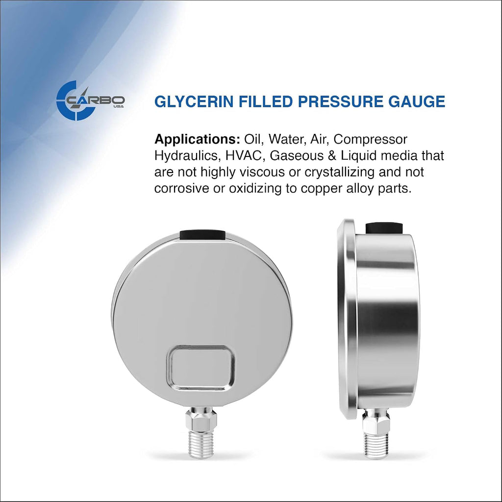 Pressure Gauge, 2.5" Dial, 400 PSI