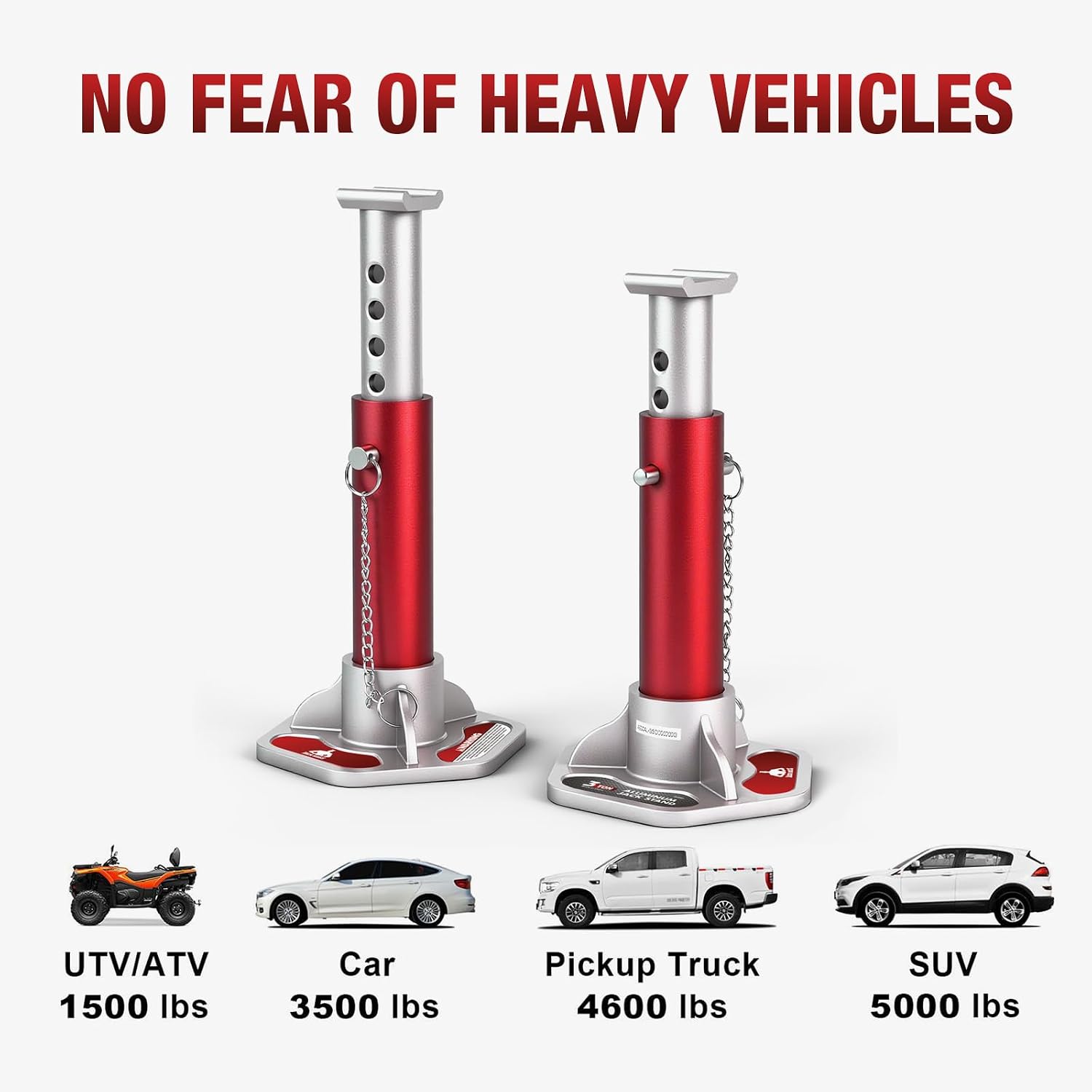 3 Ton (6000 lbs) Aluminum Lightweight Jack Stands with Locking Support Pins for Cars,SUVs, and Light Duty Trucks,1 Pair