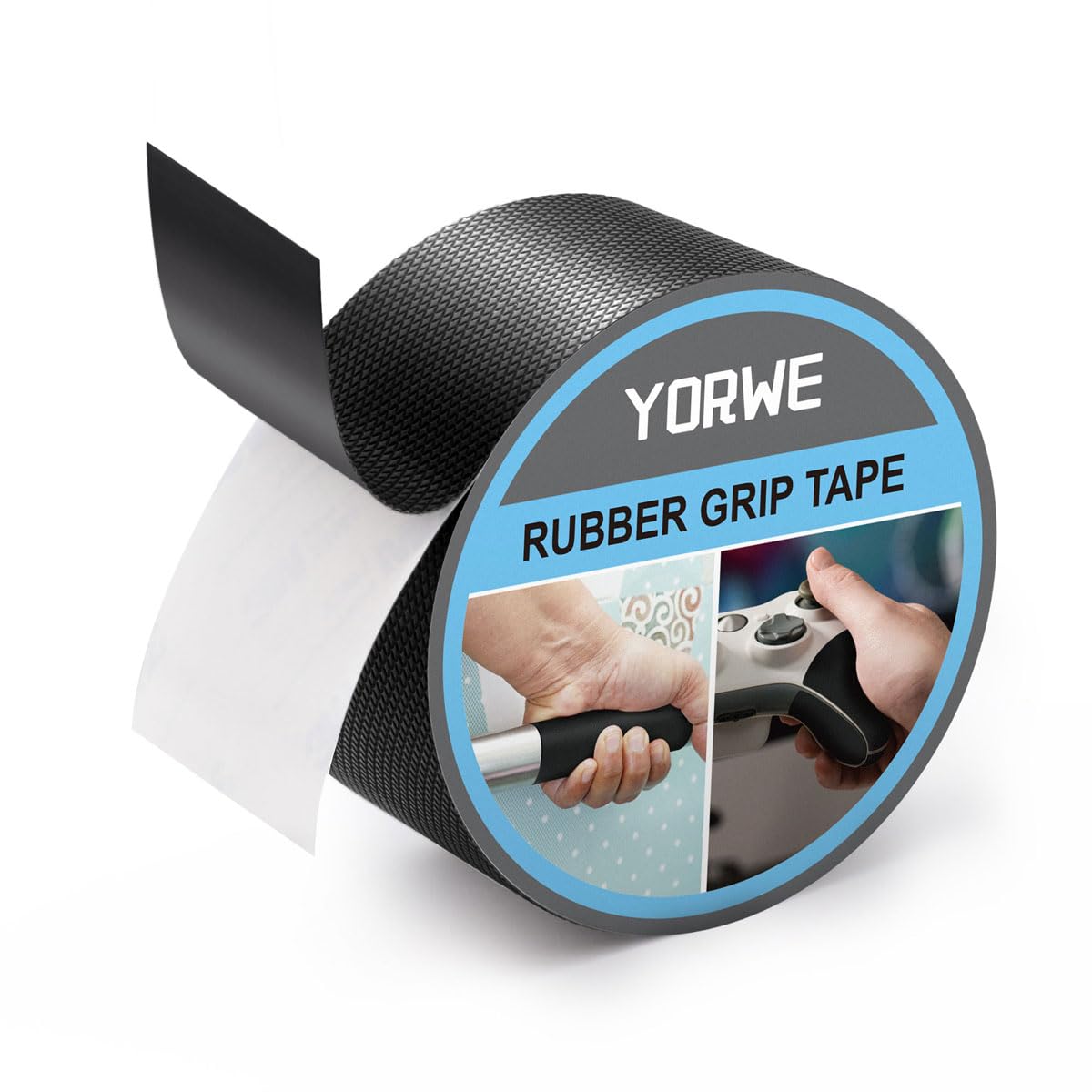 Rubber Grip Tape, Ultra-Thin for Handles & Tools (2In x 10Ft, Black)