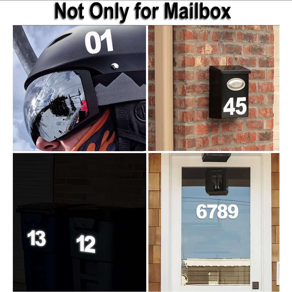 Reflective Mailbox Numbers Sticker Decal Die Cut Bold Classic Style Vinyl Number 2" Self Adhesive 4 Sets for Mailbox