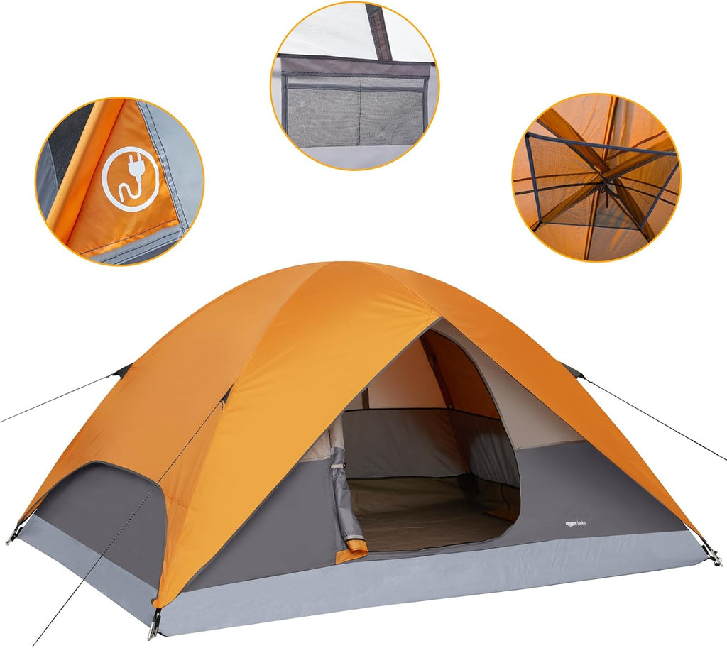 Camping Tent, 3-Season Dome Design with Rainfly