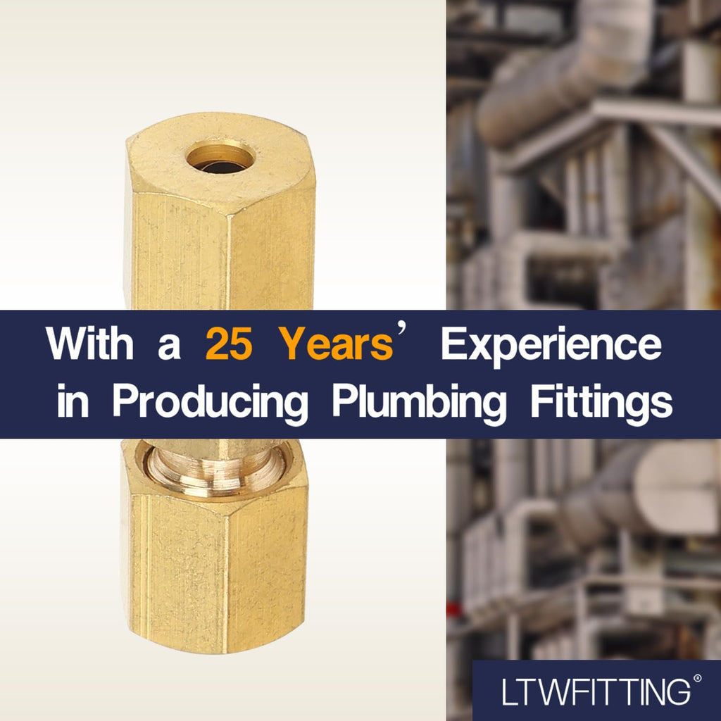 LTWFITTING 5/16-Inch OD Compression Union,Brass Compression Fitting(Pack of 10)