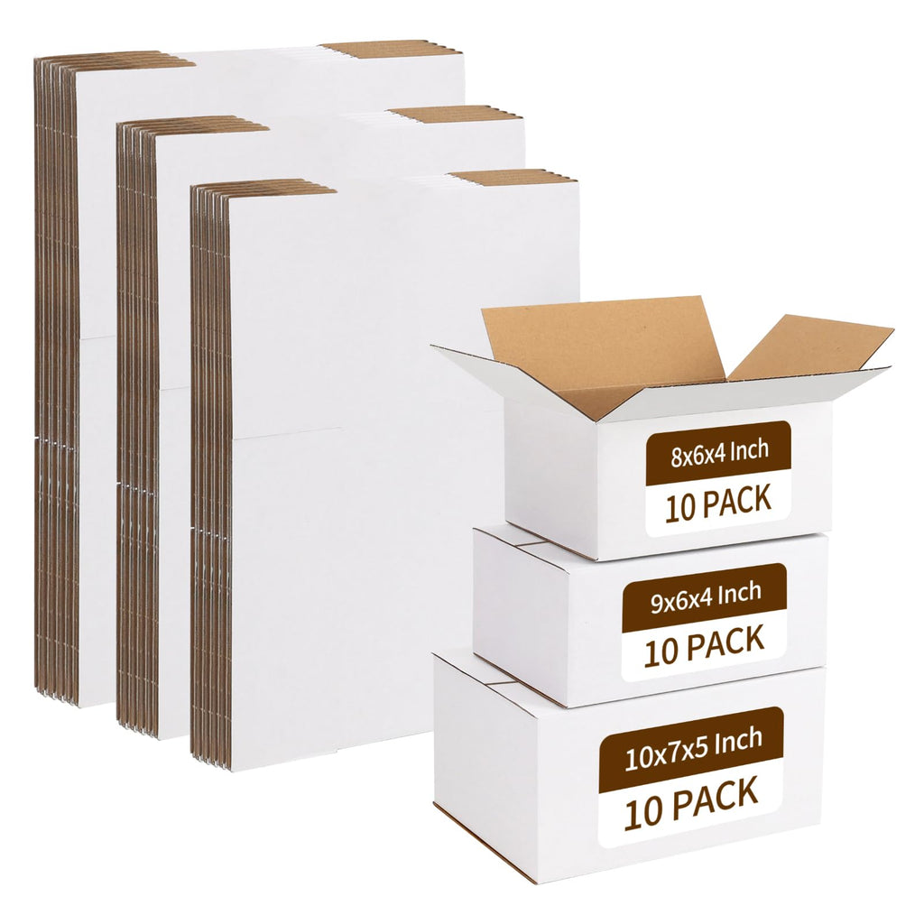 30 Pack Shipping Boxes Assorted Sizes 8x6x4 & 9x6x4 & 10x7x5