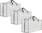 3 Pack Heavy Duty Moving Bags, Extra Large Clear Storage Bags with Zipper and Handles, Moving Boxes & Storage Bins