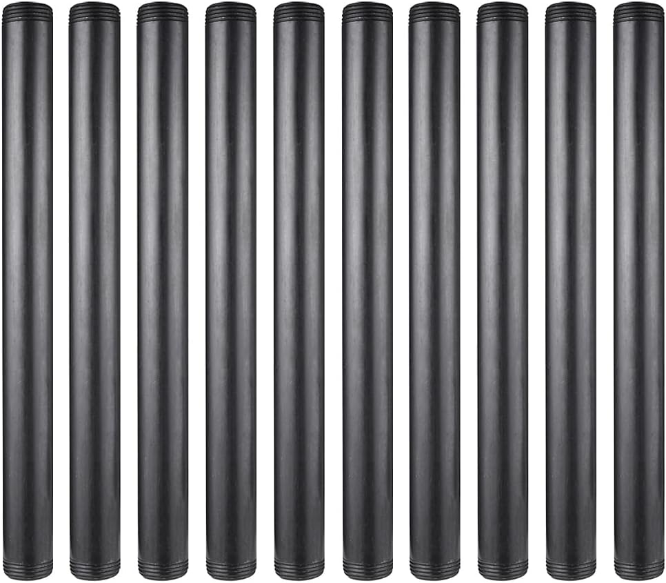 10 Pack 1 x 12 Inch Industrial Black Malleable Pipe Nipples