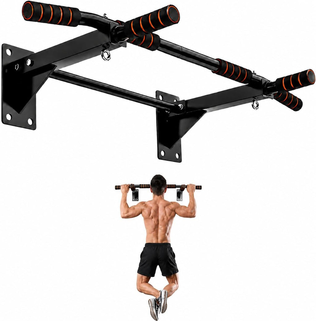 Wall Mounted Pull Up Bar, 500 LBS Heavy Duty Chin Up Bar for Home Gym | 500 LB Steel Frame Zero Wobble Triangle
