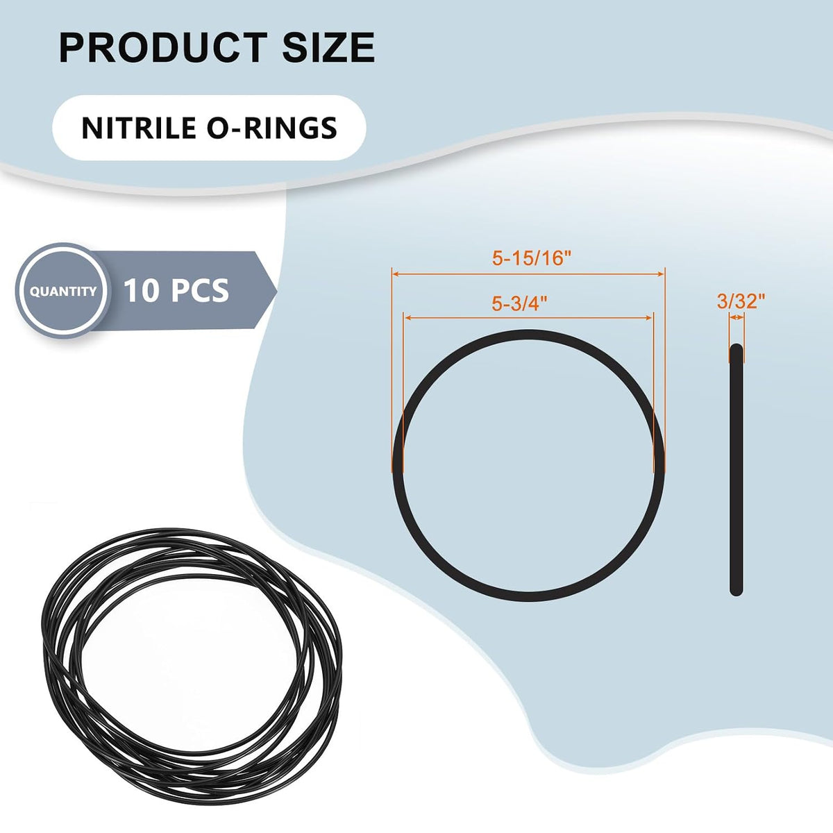 162 Buna-N O-Ring 70 Duro, 5-3/4" ID x 5-15/16" OD x 3/32" Width