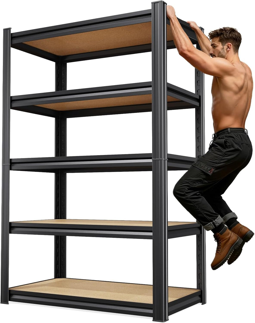 71.2''H Storage Shelves, 2500lbs Garage Shelving,Adjustable Heavy Duty Shelving Unit,5T Tall Garage Shelves，Wood