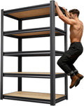 71.2''H Storage Shelves, 2500lbs Garage Shelving,Adjustable Heavy Duty Shelving Unit,5T Tall Garage Shelves，Wood