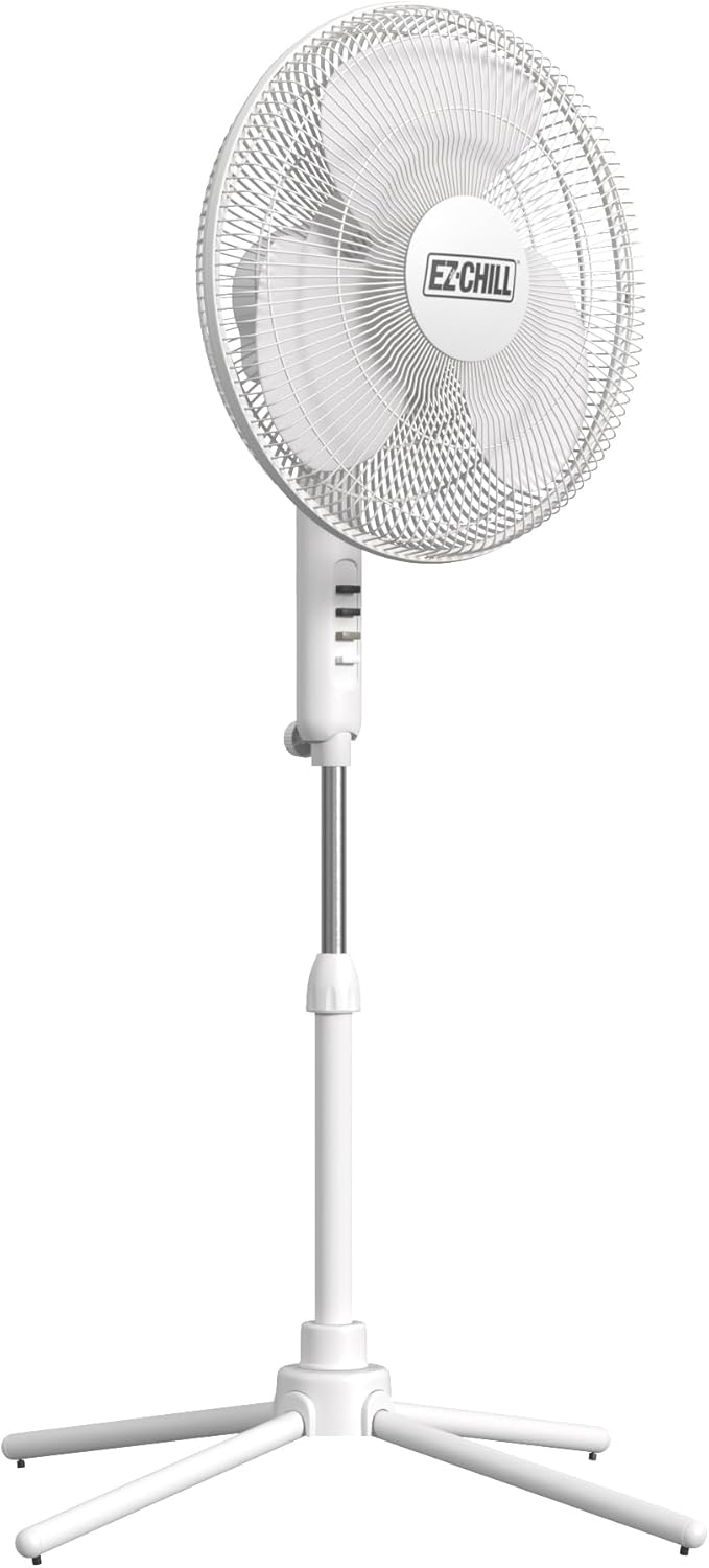 16” Oscillating Pedestal Fan, 3-speed Options, 90-Degree Oscillating Head, Adjustable Height and Tilt, Powerful Air