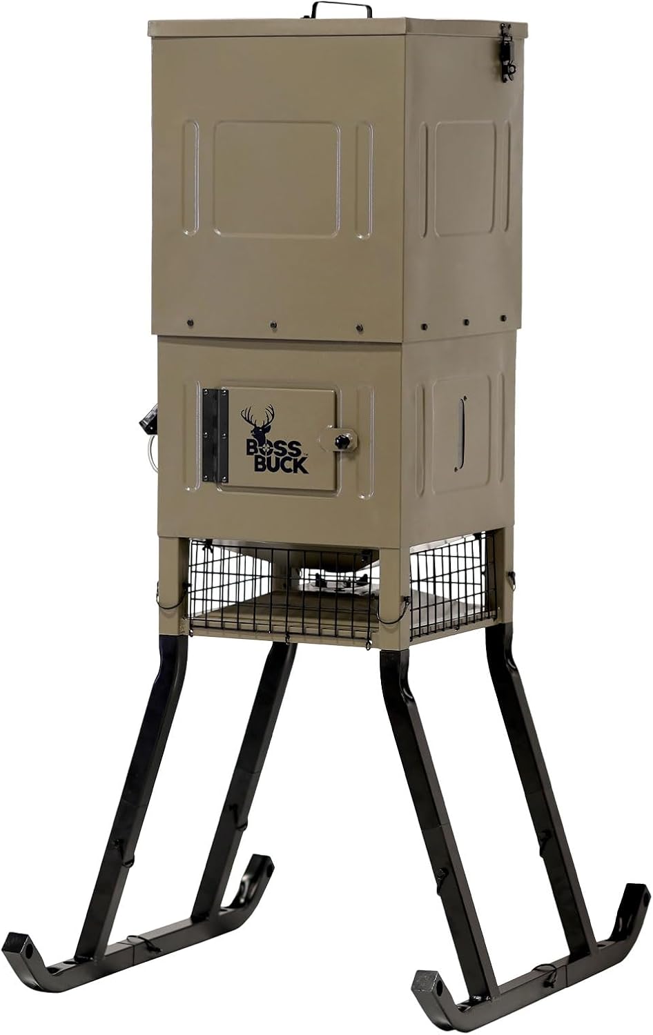 Stand & Fill Sled Feeder with Diverter Plate & Solar Panel | Easy Assembly Durable Steel Deer Hunting Varmint Guarded