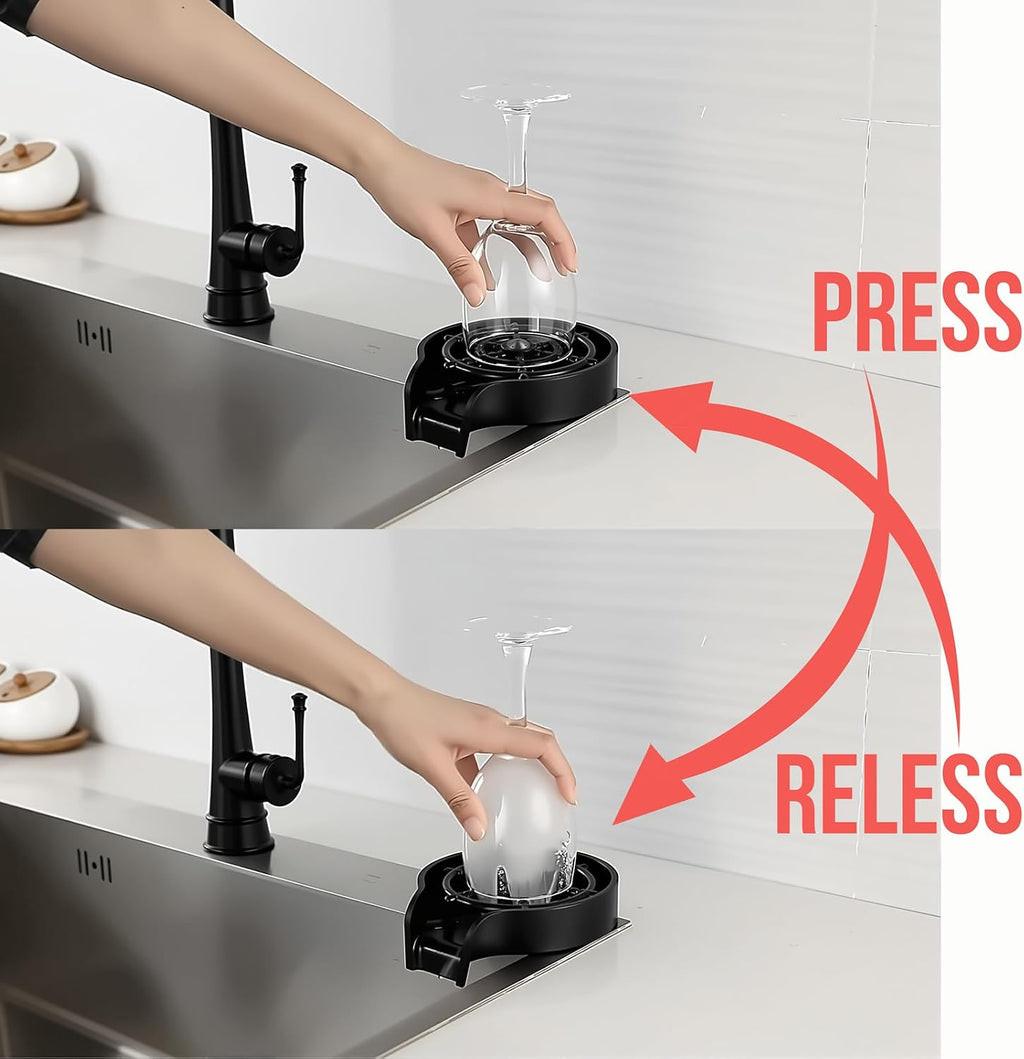 Glass Cup Rinser for Kitchen Sink - Tensso Automatic Bottle Washer