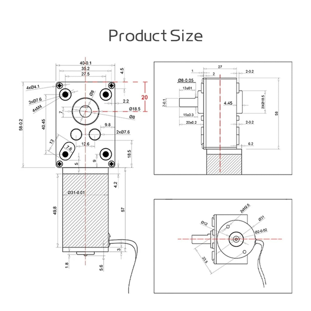 5840-31ZY Worm Gear Motor DC 12V 24V 7RPM~470RPM Speed Adjustable DC Gear Motor Miniature Small Motor High Torque High Power 5.0 1Pcs(24V 60RPM_SINGLE MOTOR)