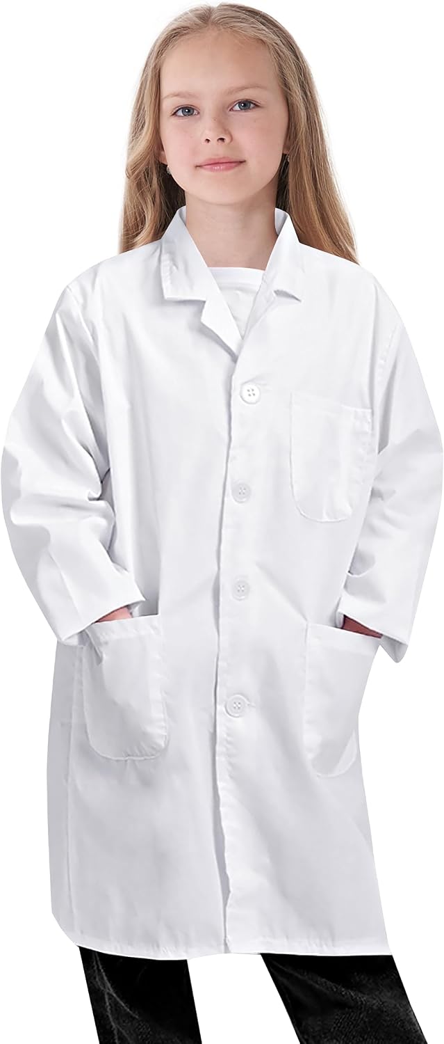 Lab Coat for Girl - White Unisex Kids Doctor's Coat Kids Vet Coat, Doctor Dress Up Costume for Girl