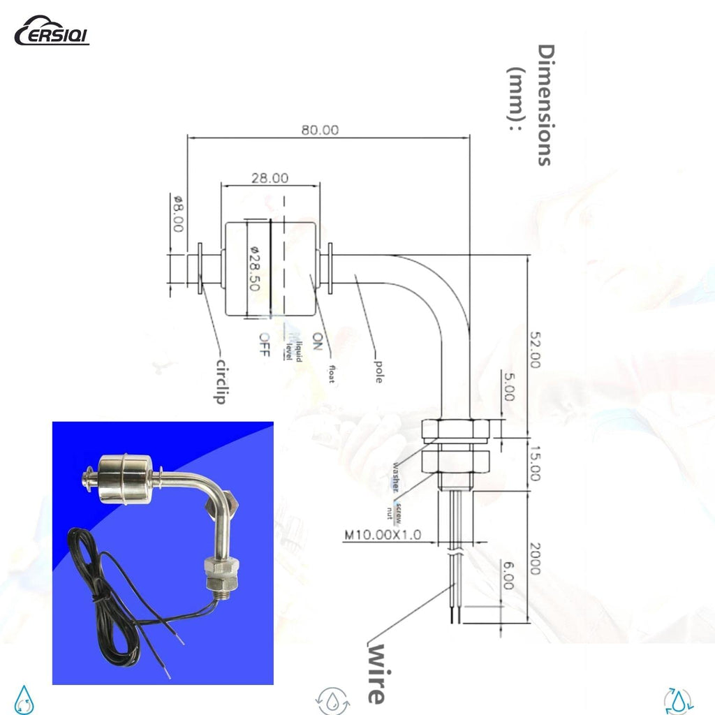 ERSIQI Water Level Sensor Float Switch for Tank NO AC M10
