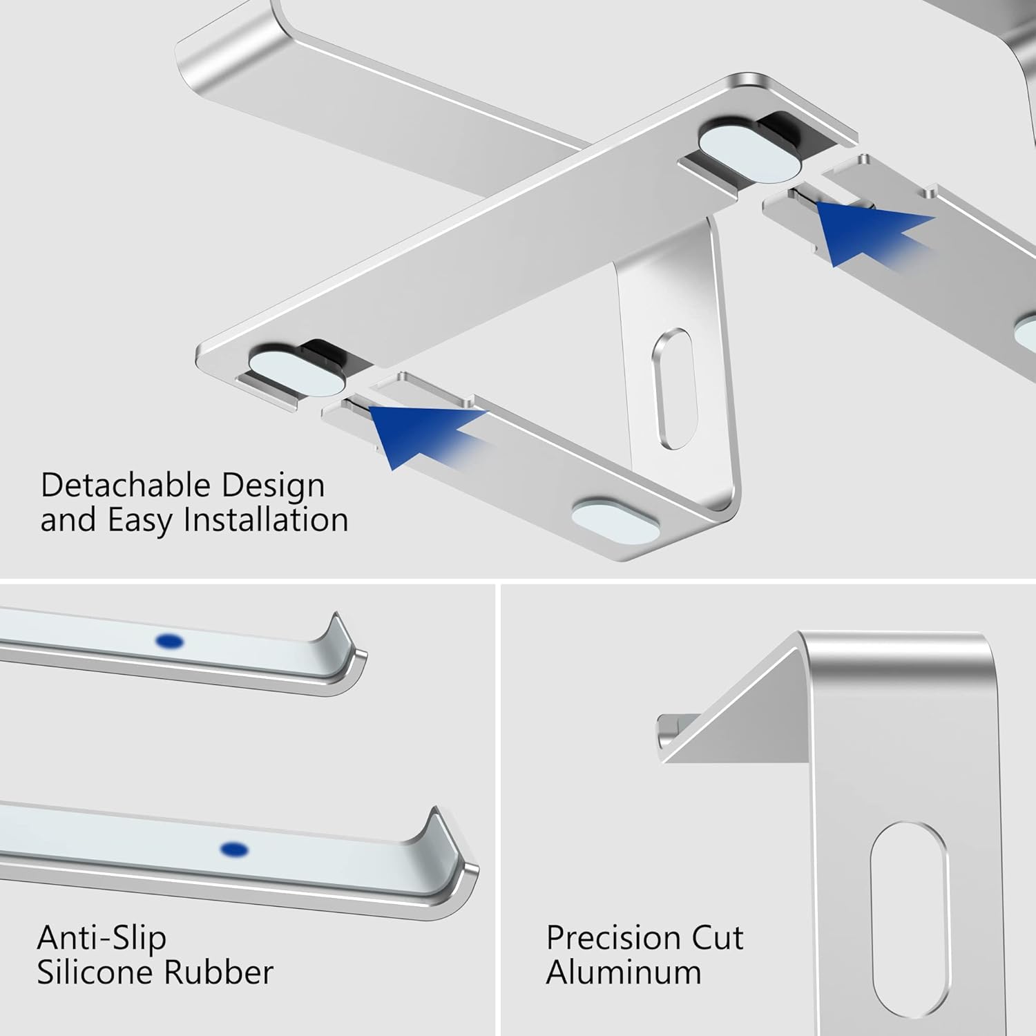 LS03 Aluminum Laptop Stand, Ergonomic Detachable Computer Stand, Notebook Riser, Laptop Mount Compatible with Air