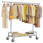 75" Wide Clothes Rack with 4 Extra Hooks Heavy Duty Clothes Rack