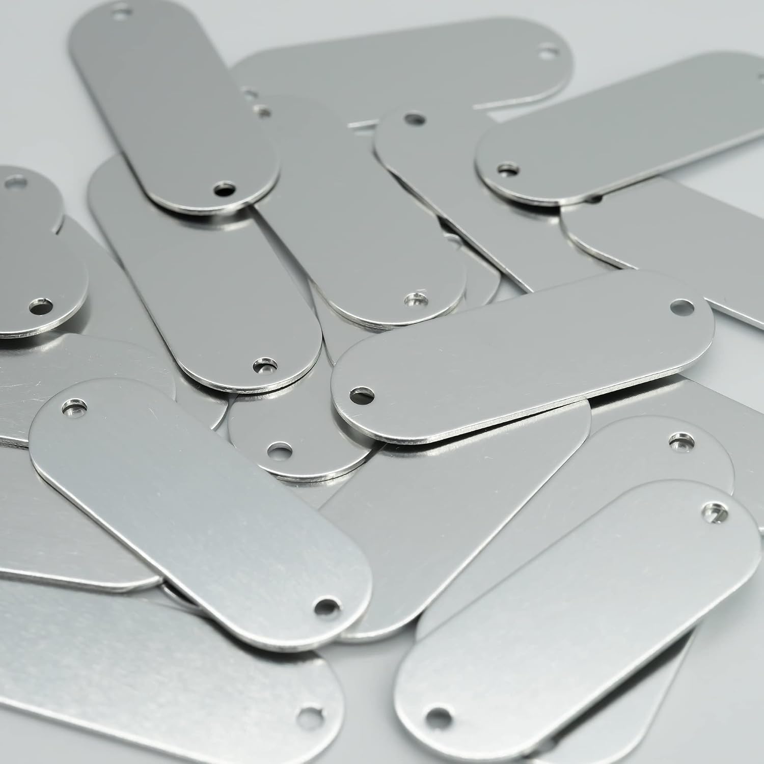 Aluminum Engraving Blanks Tags Stamping Blanks Tags with 2 Holes 25 Pack (Silver)