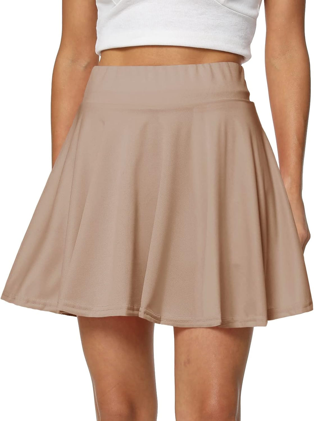 Women's Casual Basic Versatile Flared Pleated Mini Skater Skirt with Shorts