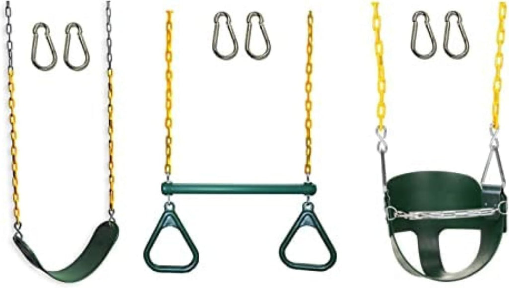Pack of 3 Backyard Swings Replacement Belt Swing, Ring Trapeze Bar Combo Swing and Half Bucket Toddler Swing with