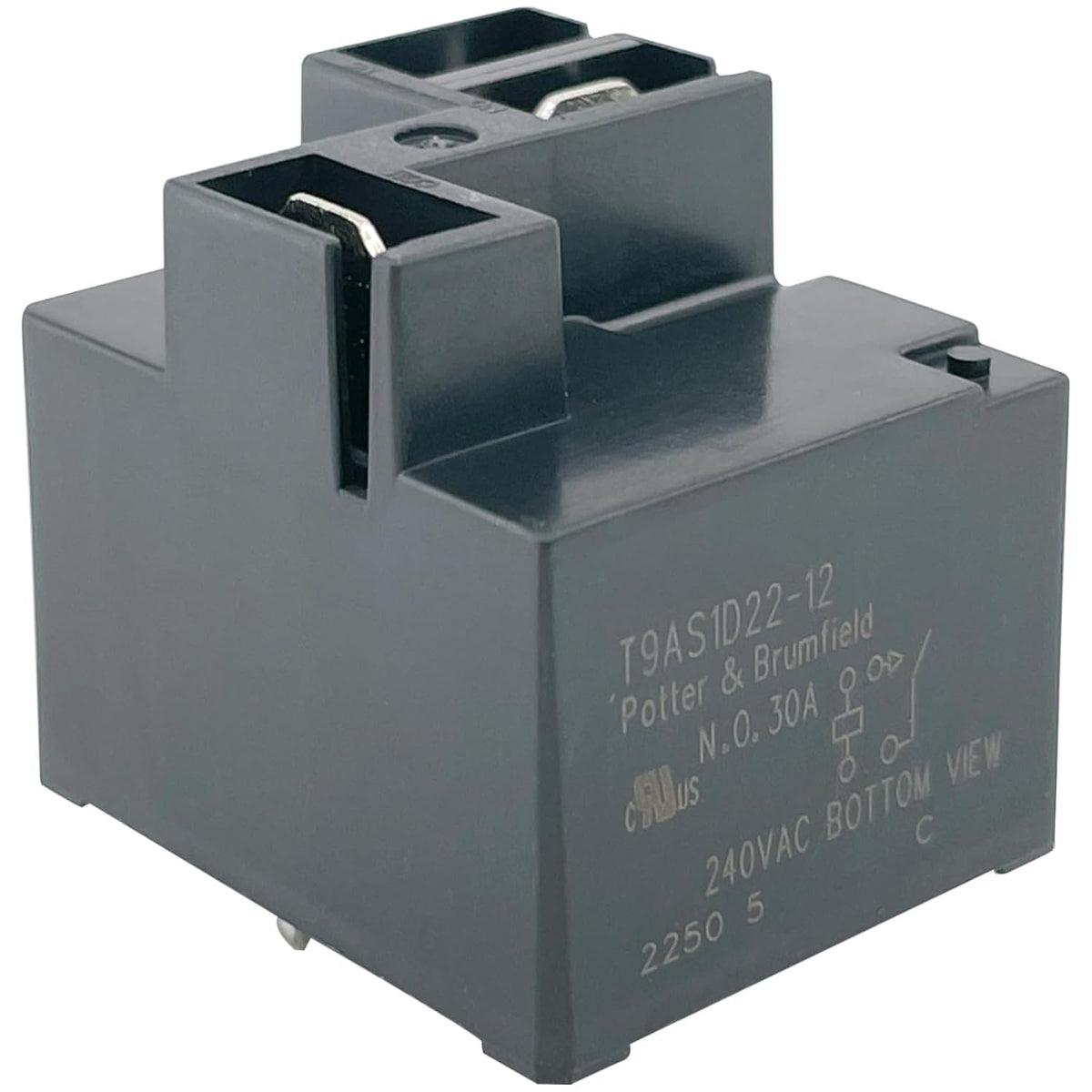 T9AS1D22-12 (2-Pack) 30A 240VAC 12VDC Coil Power Relay Compatible with GE Whirlpool Range Oven HVAC Control, SPST-NO 4-Pin PCB & 2-Tab Top Terminals Replacement for 1424169, PB163