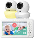 5" HD Non WiFi Split-Screen Baby Monitor, Video Baby Monitor with 2 Cameras and Audio, Night Light, 1000ft Range
