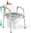 Raised Toilet Seat with Handles (400lb) - Adjustable Height & Width Toilet Chair with Arms, Toilet Riser with
