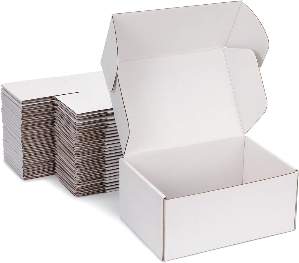 Small Shipping Boxes 9x6x4 Inch (25 Pack) - Sturdy White Corrugated Cardboard Boxes for Small Business, Ecommerce