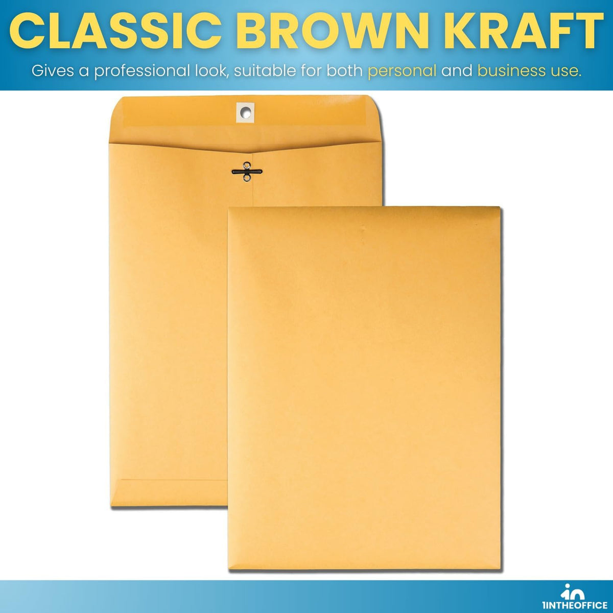 Clasp Envelopes 10x13, Large Mailing Envelopes, Catalog Envelopes, Clasp Closure & Gummed Seal, Brown, 12 Pack