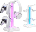 RGB Headset Stand with 9 Light Modes - Controller Holder for Desk - Rotatable Headphone Stand & Detachable Controller