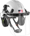 Forestry Safety Helmet Chainsaw Helmet with Polycarbonate Full Clear Visor and Ear Muffs 3 in 1 Forestry Hard Hat