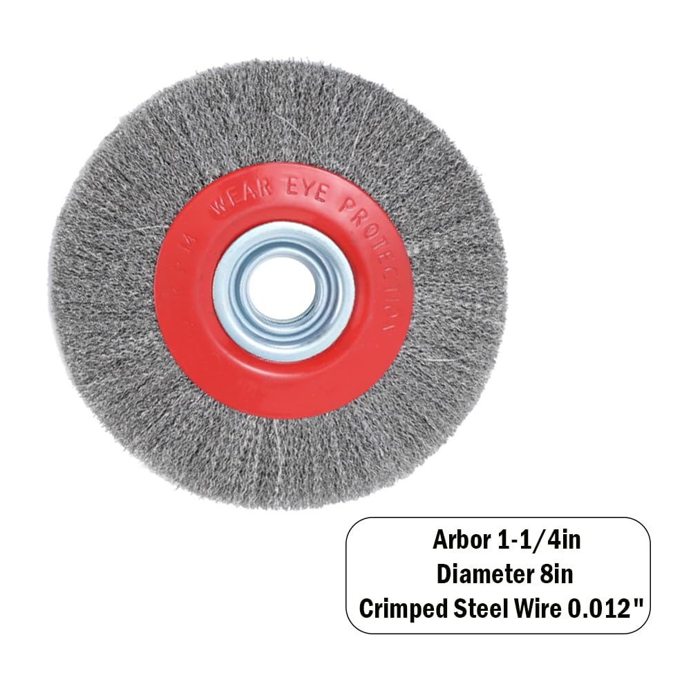 8in Wire Wheel Brush for Bench Grinder, Coarse Crimped Steel-1pcs