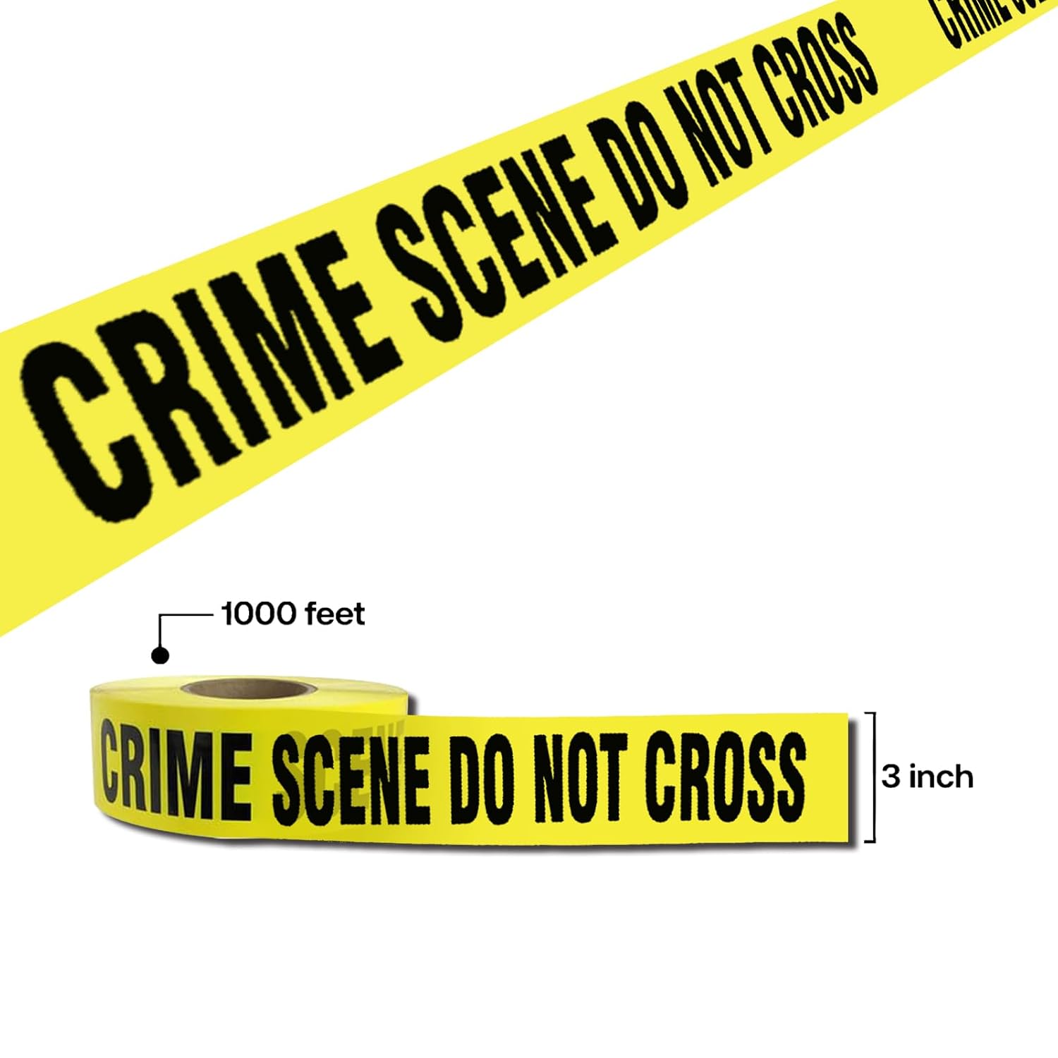 Crime Scene Do Not Cross Barricade Tape 2 Pack 3 inch X 1000 feet, Bright Yellow with a Bold Black Print