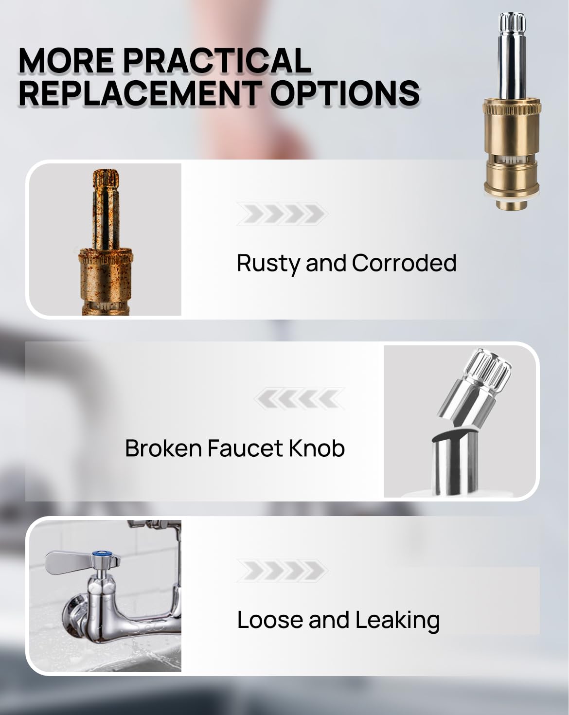 Phivan Hot & Cold Side Ceramic Handle Stem Assembly for Commercial Faucet