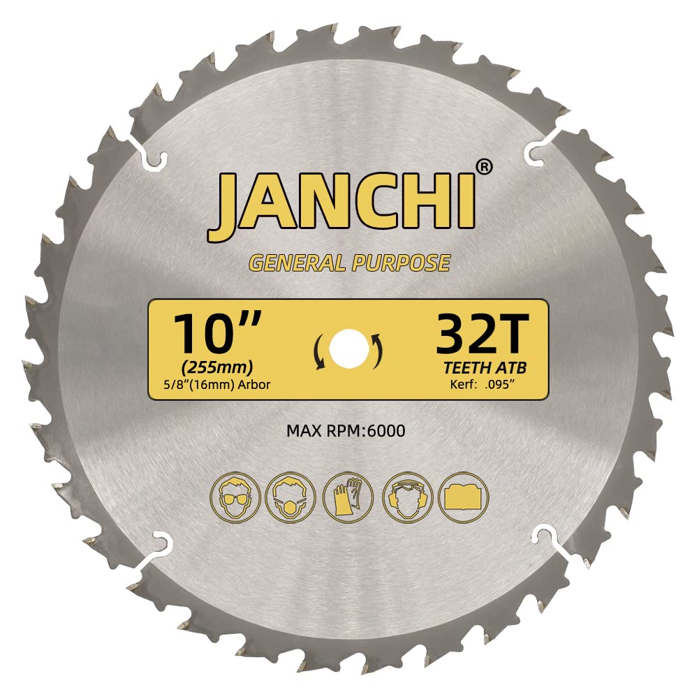 3-Pack Combo 10-Inch 32T & 60T & 80T Woodworking Saw Blades with 5/8" Arbor, .095" Thin Kerf Alternating Top Bevel