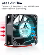 GDSTIME 60mm x 60mm x 25mm 12V 2Pin Dual Ball Brushless DC Cooling Fan 2Pcs