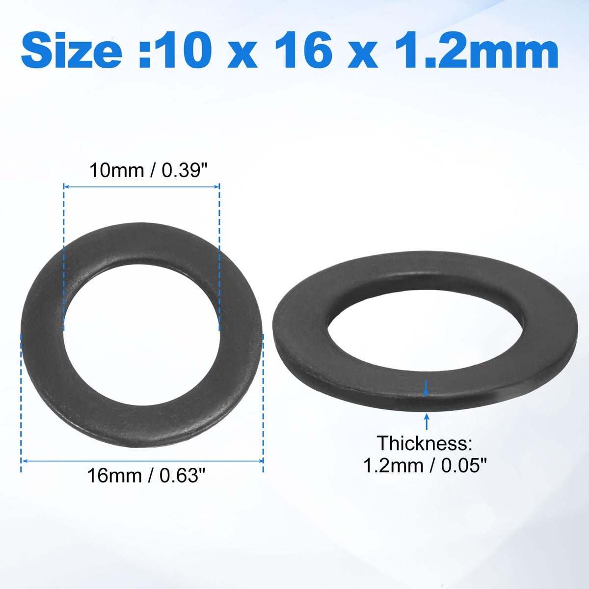 35Pcs M10 304 Stainless Steel Flat Washers ID 10mm OD 16mm Thk 1.2mm