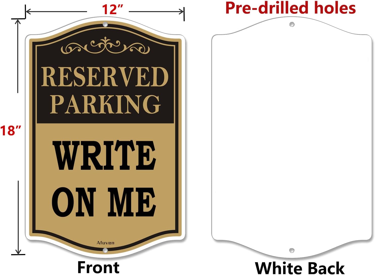 Reserved Parking Sign Custom Personalized Blank Write-On Metal Business 18" x 12" Sturdy Rust Aluminum Weatherproof