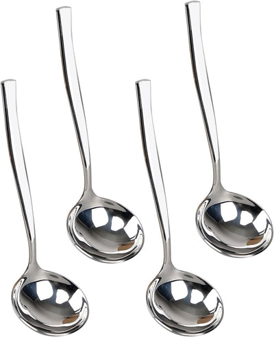 Set of 4 Stainless Steel Gravy Ladles, Small Sauce Ladle Set | 7.6-Inch Mini Serving Ladle Spoons for Soup, Gravy