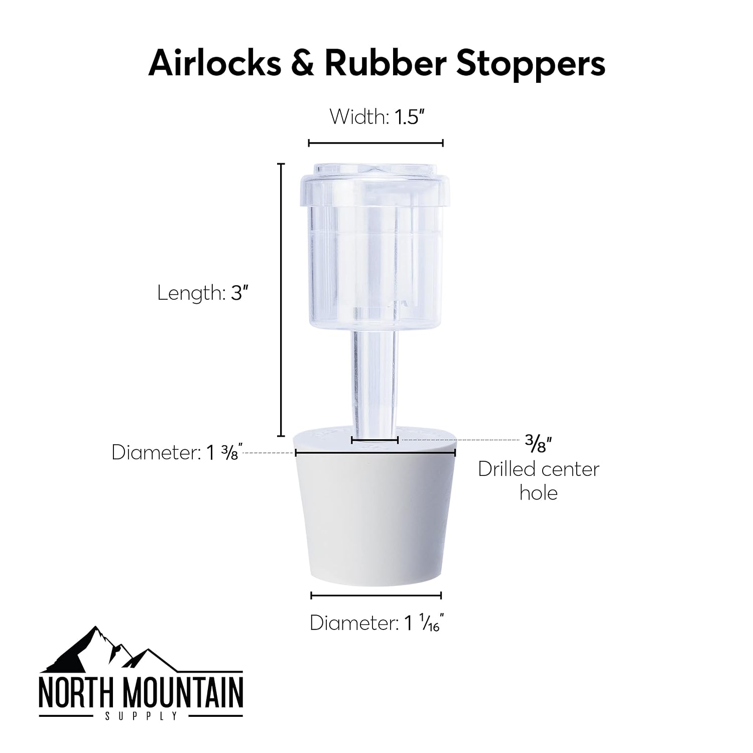2-Piece Airlocks with #6.5 Rubber Stoppers for Fermentation - Airlocks for Wine Making, Brewing Beer, and Fermenting