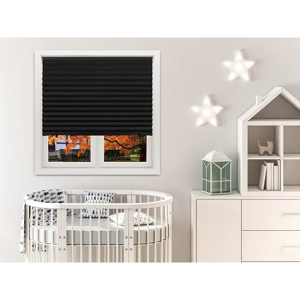 No Tools Original Blackout Pleated Paper Shade Black, 36" W x 72" L, 6 Pack