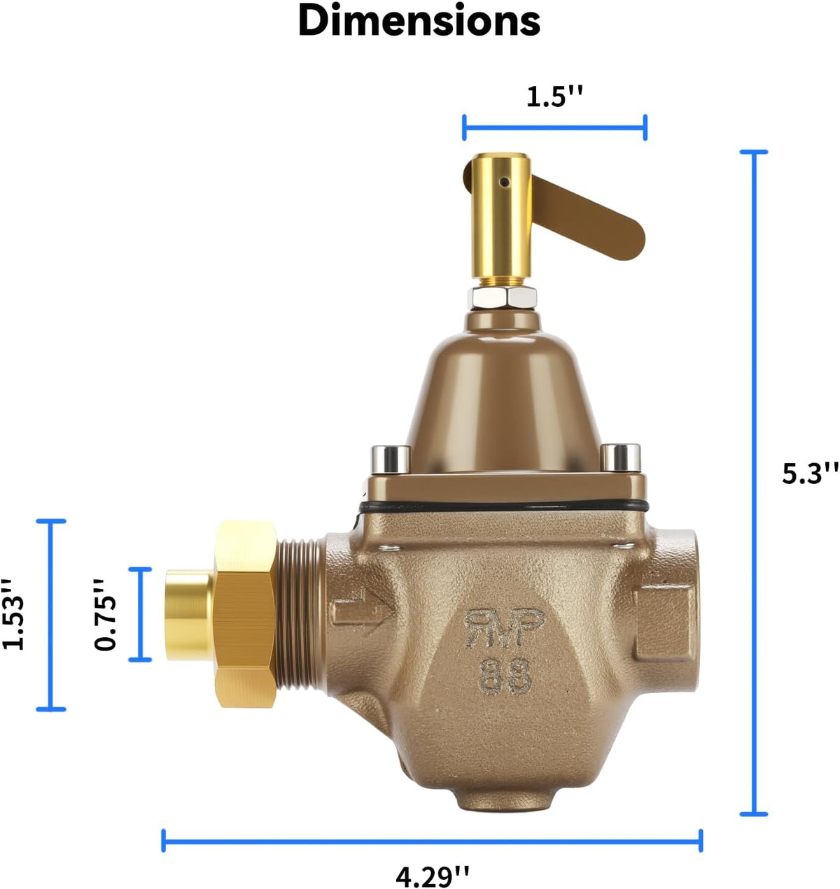 1/2" Boiler Pressure Relief Valve, Tubular Boiler Feed Water Pressure Regulator, Replacement for 1156F, B1156F, S1156F