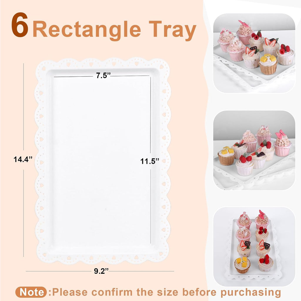 10Pcs Cupcake Stand,Dessert Table Display Set, 4 White 3 Tired Cake Stand 6 Plastic Serving Trays for Party Cookie