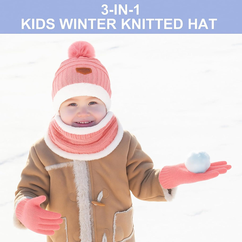 12 Pieces Kids Winter Hat Glove Scarf Sets Thick Fleece Knitted Beanie Touchscreen Warmer Gaiter for Boys and Girls