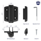 Self Closing Gate Hinges Adjustable Tension with Safety Cap, 2Pcs